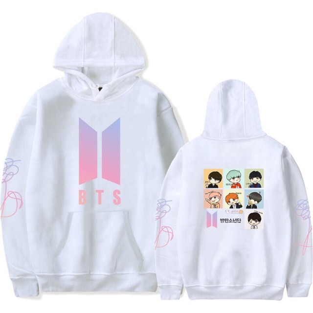 ÁO HOODIE BTS dài tay  HOẠT HÌNH KÈM HÌNH THẬT