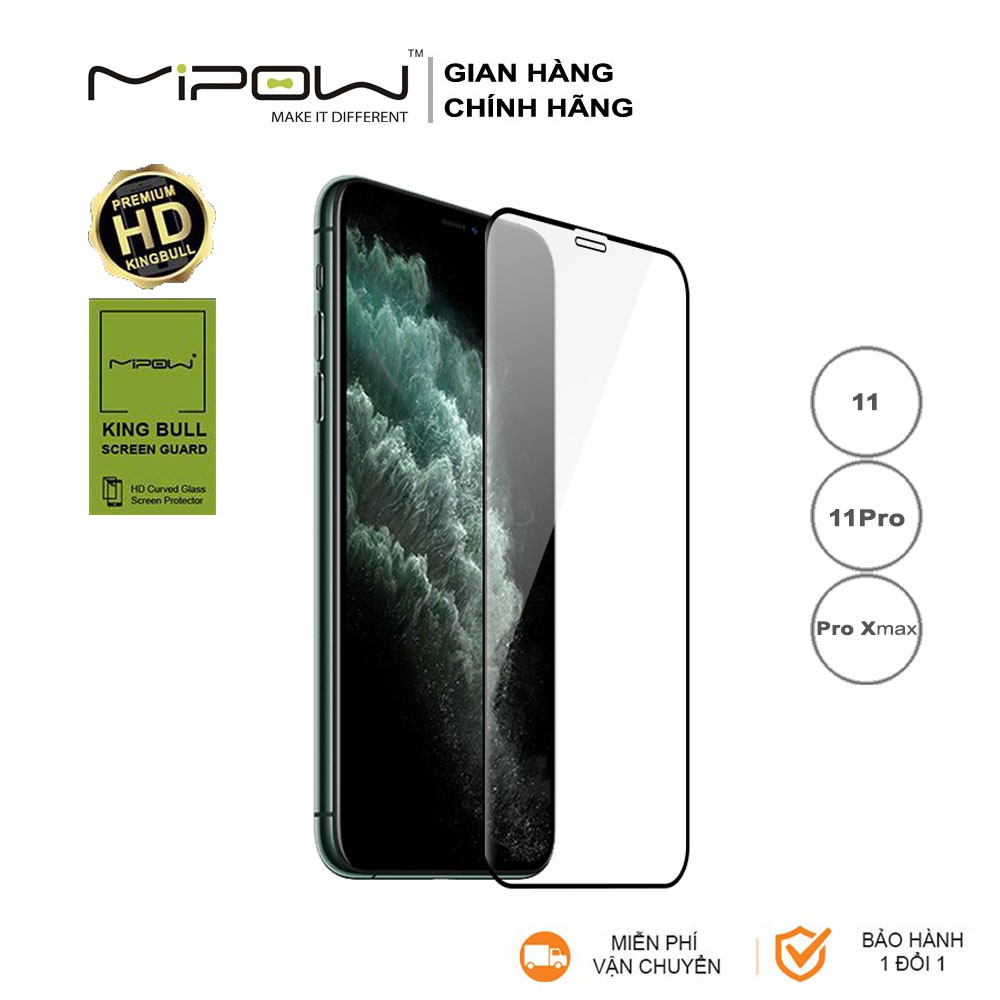 Kính cường lực Mipow Kingbull HD PREMIUM cho iPhone 11/11Pro/11Pro Max