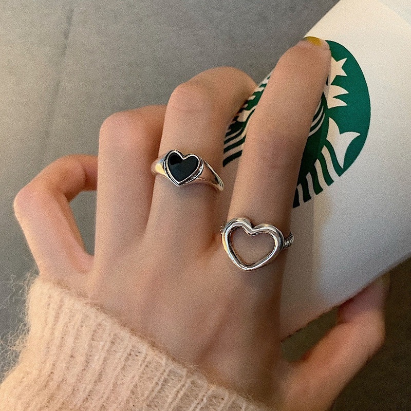 iF YOU Nhẫn Mặt Hình Trái Tim Thiết Kế Độc Đáo Thời Trang Trẻ Trung