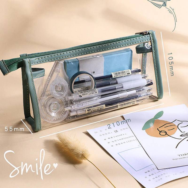 ⭐ iLado ⭐  Hoàn toàn minh bạch Túi đựng bút trong suốt cute túi nilong/PVC túi zip nhỏ hộp vải đựng đồ Hộp đựng hộp bút hologram bút cute bọc zip tiểu an văn phòng phẩm Đa Dụng túi đựng đồ dùng cá nhân hình