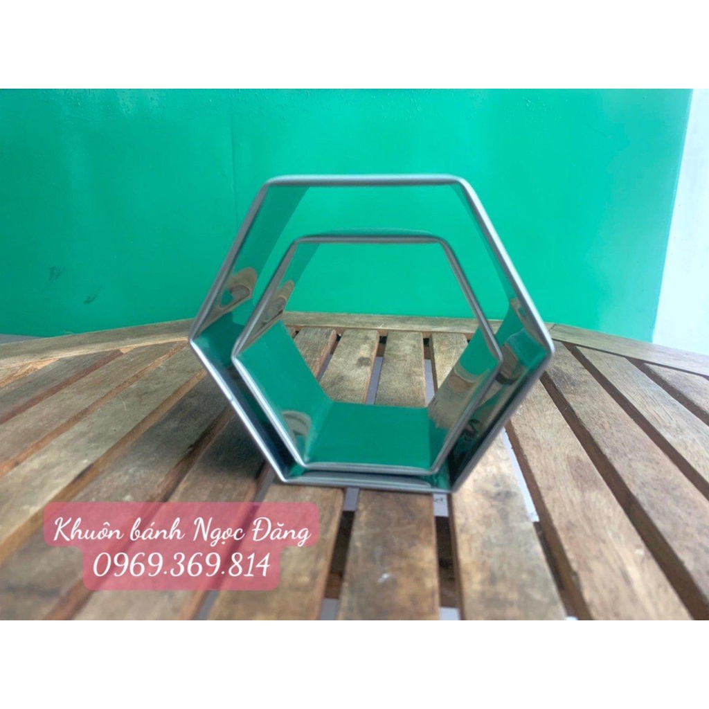Khuôn Ring Lục giác bằng inox 304 dùng làm bánh lạnh, bánh Mousse, dùng cắt bột món bánh nướng. với các size.