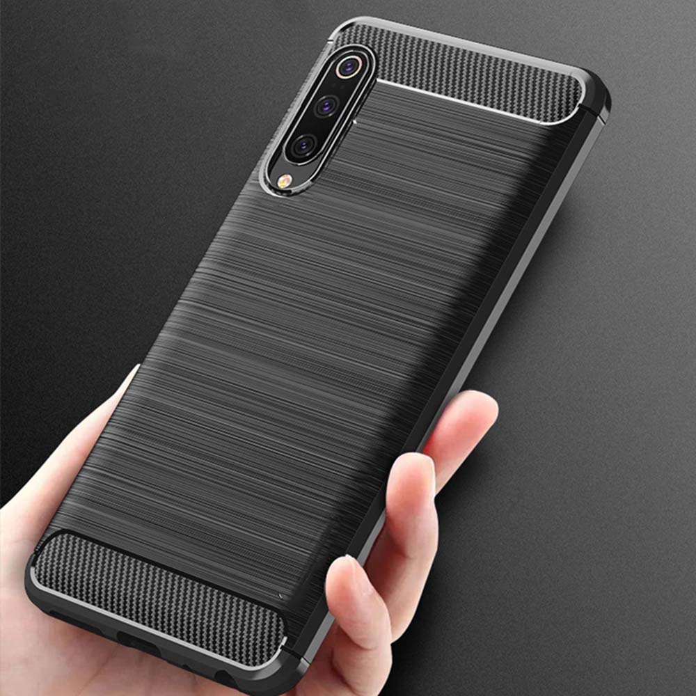 Ốp điện thoại TPU silicon mềm nhám phối sợi carbon cho Xiaomi Mi A3 A2 Lite A1 CC9 9T 9 Pro Note 10