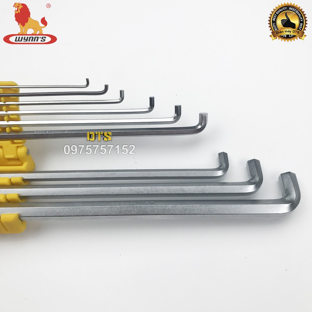 Bộ lục giác đầu bằng 9 chi tiết cỡ dài WYNN’S W0583, bộ khóa lục giác thép cứng cao cấp CR-V chất lượng cao