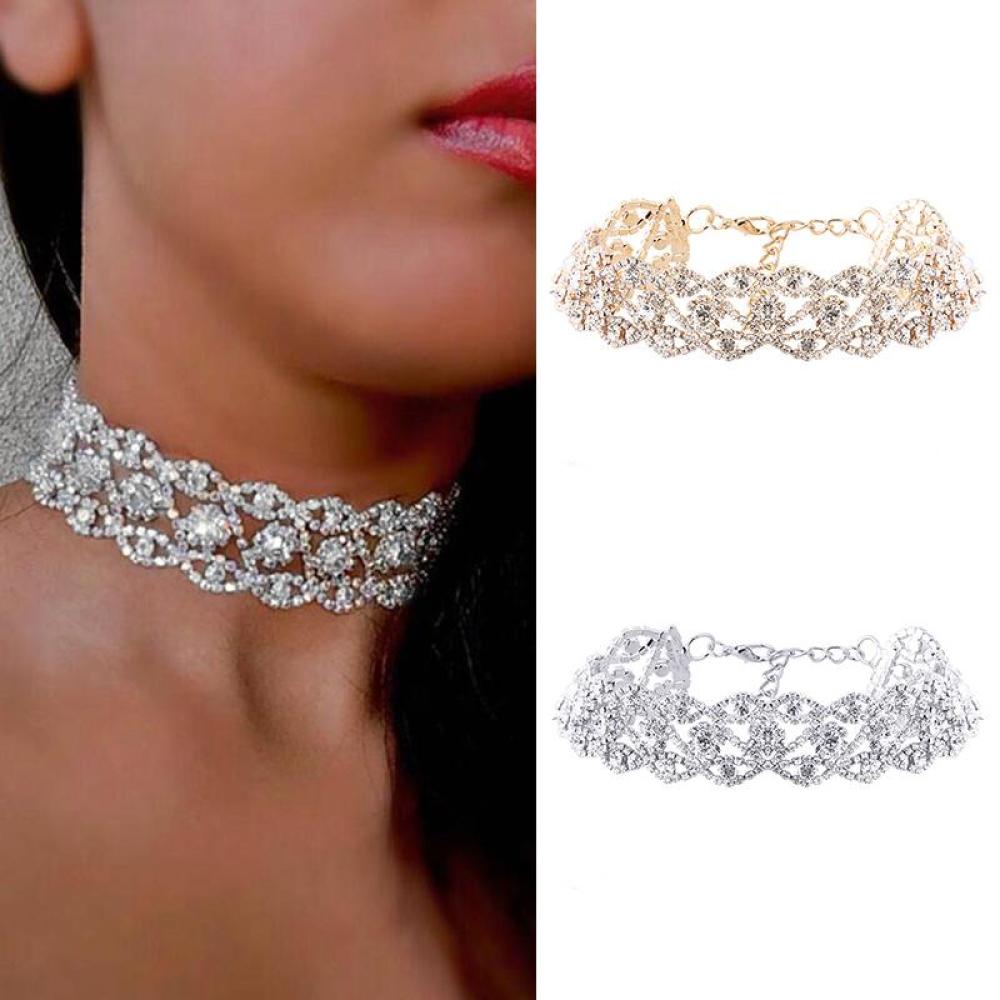 Vòng Cổ Choker Đính Đá Pha Lê Lấp Lánh Thiết Kế Đơn Giản Sang Trọng M3Z9