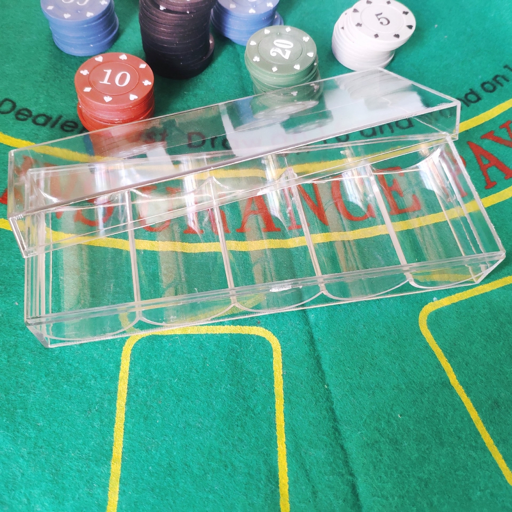 Bộ 100 chip poker có số ( phỉnh poker ) chất nhựa ABS cao cấp hình in sắc nét, có khay nhựa tặng kèm