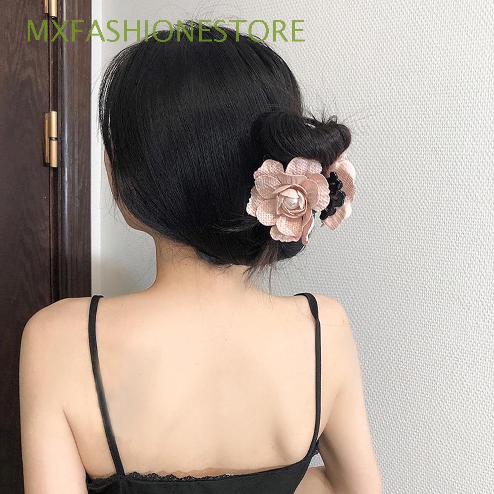 LADY ROSE Kẹp Tóc Càng Cua Hình Hoa Hồng Đính Ngọc Trai Thời Trang Cho Nữ