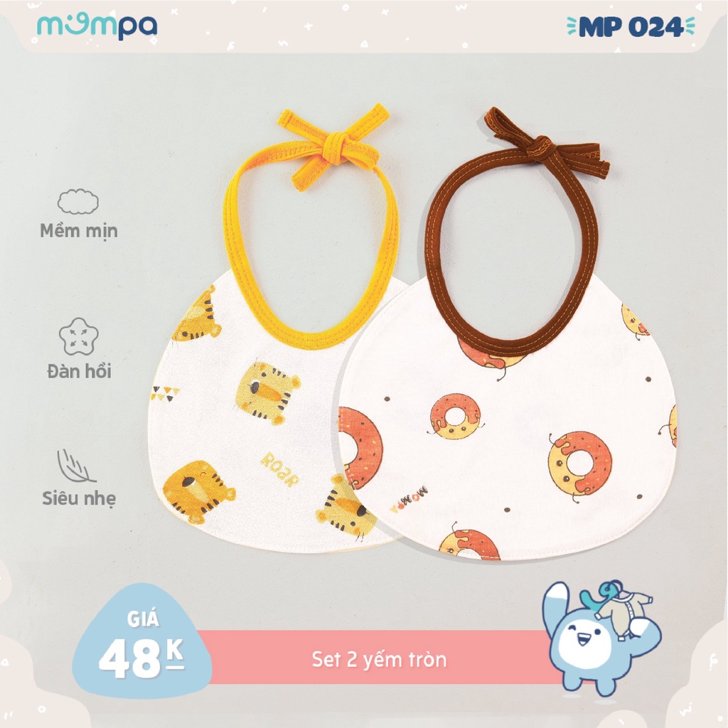 Set yếm cho bé: 2 chiếc siêu nhẹ, đàn hồi tốt, mềm mịn hãng Mompa MP024