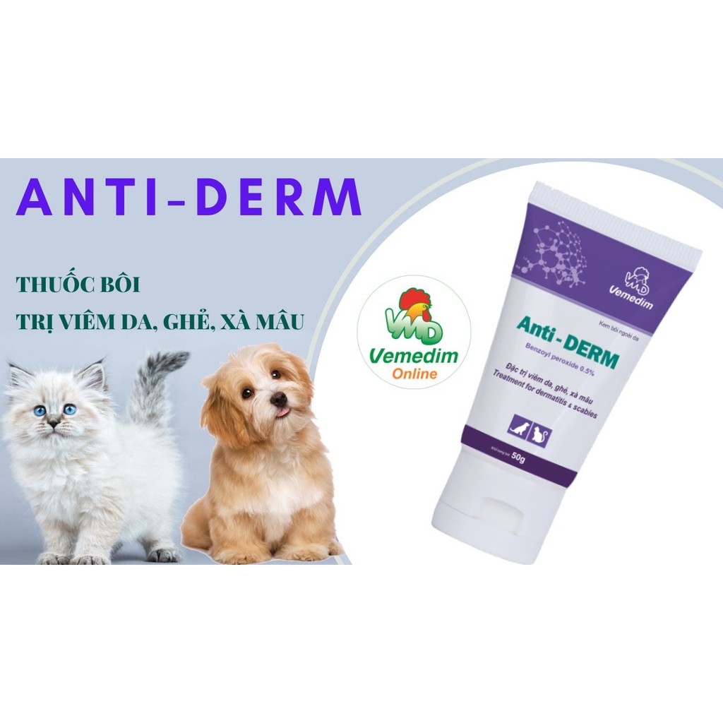 kem Thuốc bôi trị ghẻ, viêm da Anti DERM dành cho chó mèo gia cầm