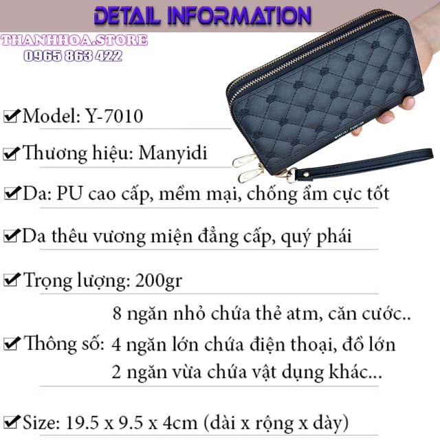 Ví cầm tay nữ thời trang đẹp, dễ thương da chống ẩm, nhiều ngăn đựng điện thoại sang trọng, giá rẻ màu đen, hồng [Ví nữ]