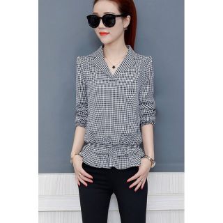 Áo sơ mi nữ bo lai cổ vest