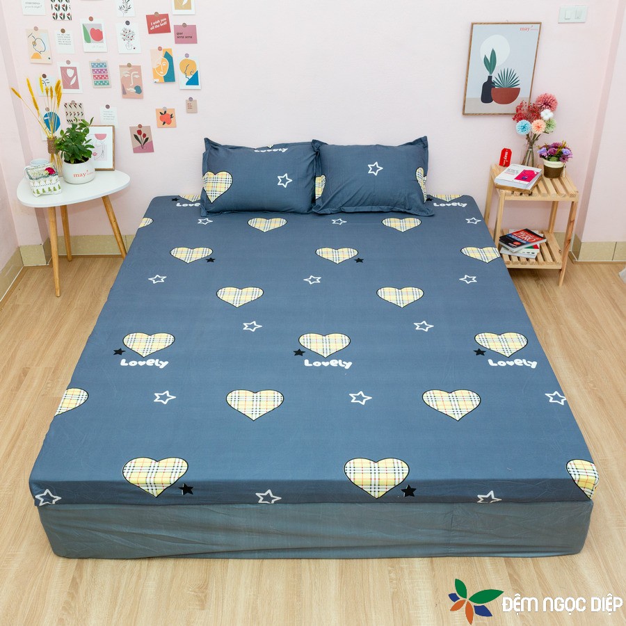 Bộ ga trải giường và vỏ gối nằm kích thước 2m2 2m chất liệu poly cotton mẫu mới