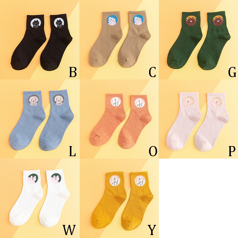 Women Autumn Cartoon Animal Solid Color Mid Socks | BigBuy360 - bigbuy360.vn