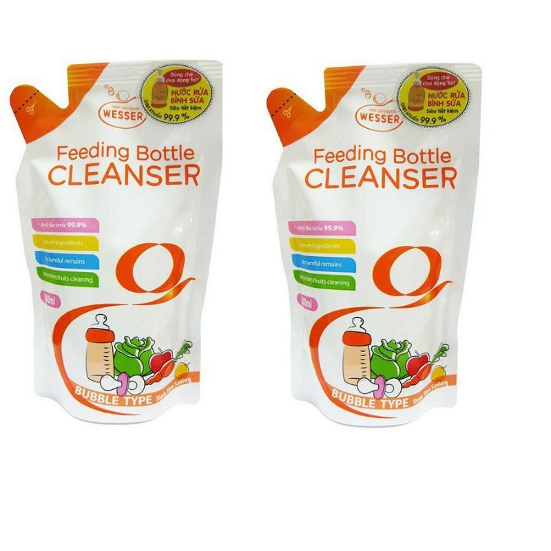 Combo 3 túi nước rửa bình sữa wesser 500ml nhập khẩu Hàn Quốc