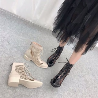 (Order) Boots lưới phối da bóng Quảng Châu cao cấp