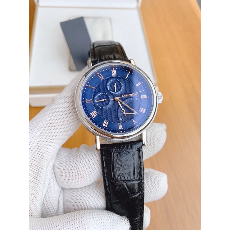 Đồng hồ nam  Thomas Earnshaw Men's ES Beaufort Blue Dial Leather Watch dây da đen chính hãng