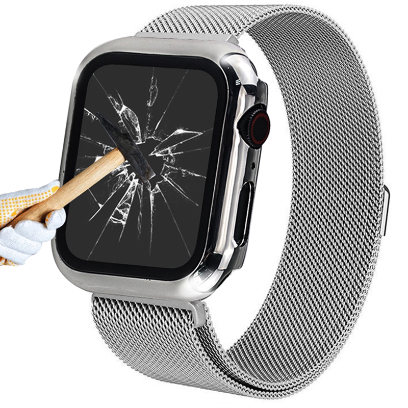 Bộ Dây Đeo + Khung Thép Không Gỉ Cho Đồng Hồ Thông Minh Apple Watch 40mm 44mm 42mm 38mm series 6 SE 5 4 3 2 1