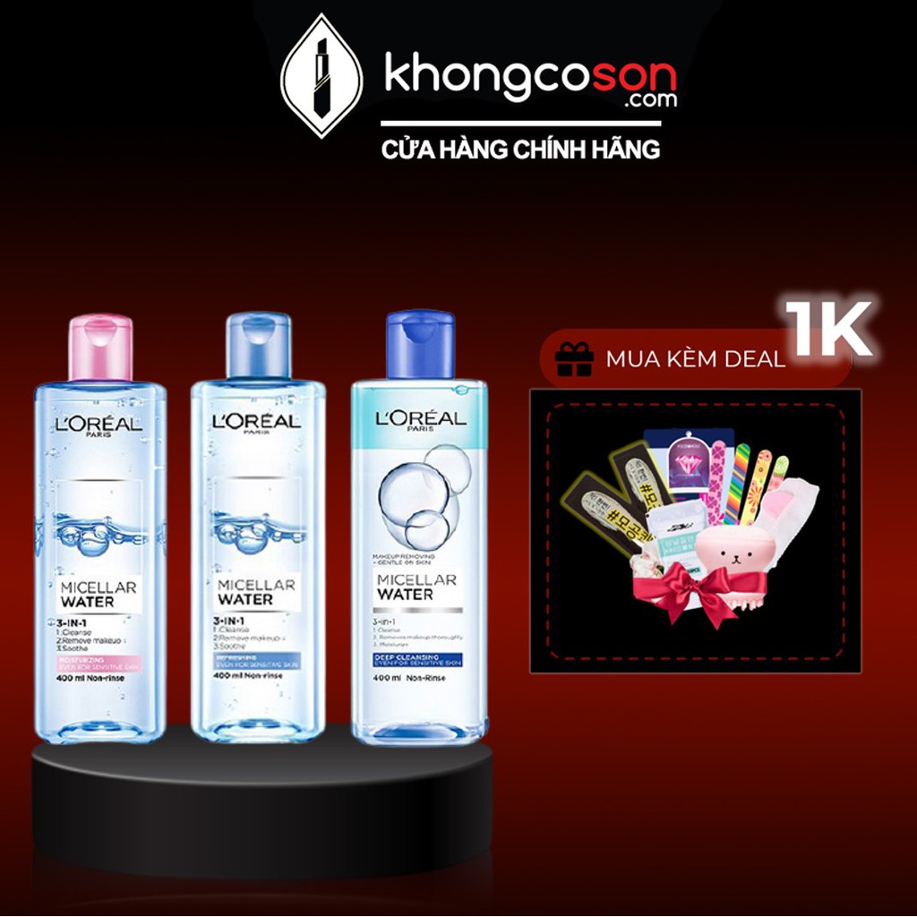 Nước Tẩy Trang Cho Mọi Loại Da L'Oreal Paris 3-in-1 Micellar Water 400ml - Khongcoson | BigBuy360 - bigbuy360.vn