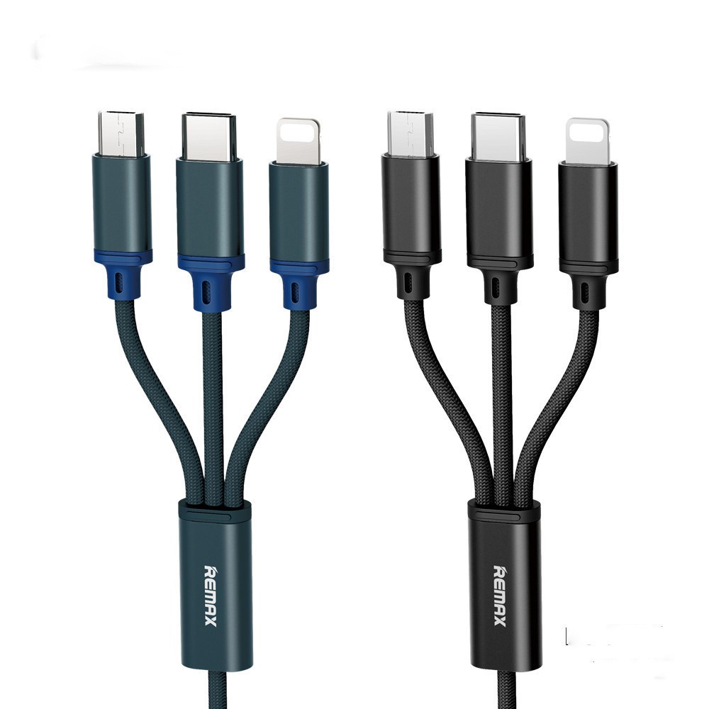 Cáp Sạc 3 Đầu Remax RC131TH ✓ Lightning-Micro USB-TypeC ✓ Hàng Chính Hãng Chống Rối Chống Đứt ( Bảo hành 12 tháng)