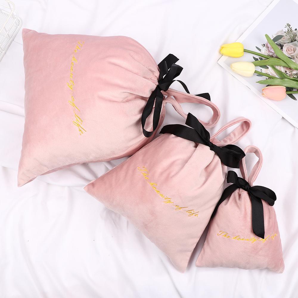 Túi Xách Vải Nhung Dây Rút Tái Sử Dụng Linh Hoạt Cho Nữ