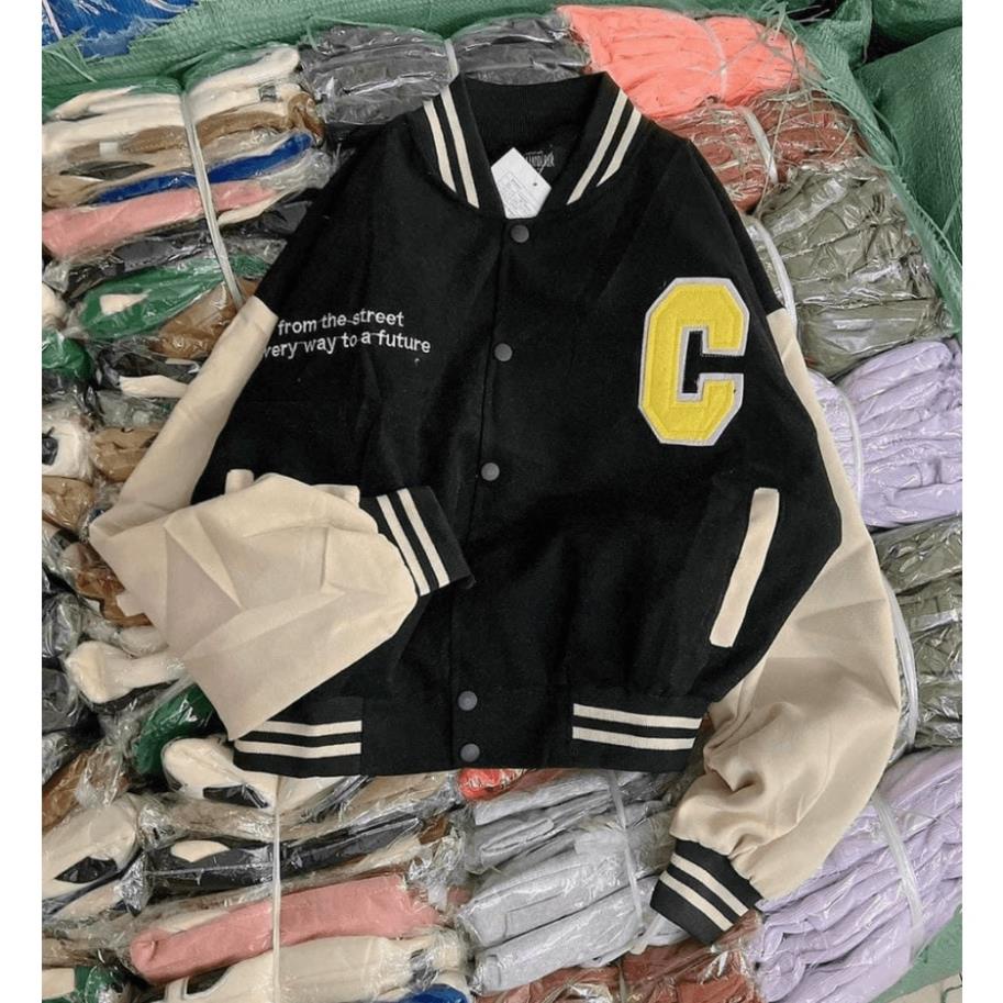 Áo khoát nữ bomber nhung chử C rất hot hàng bao chất-A832
