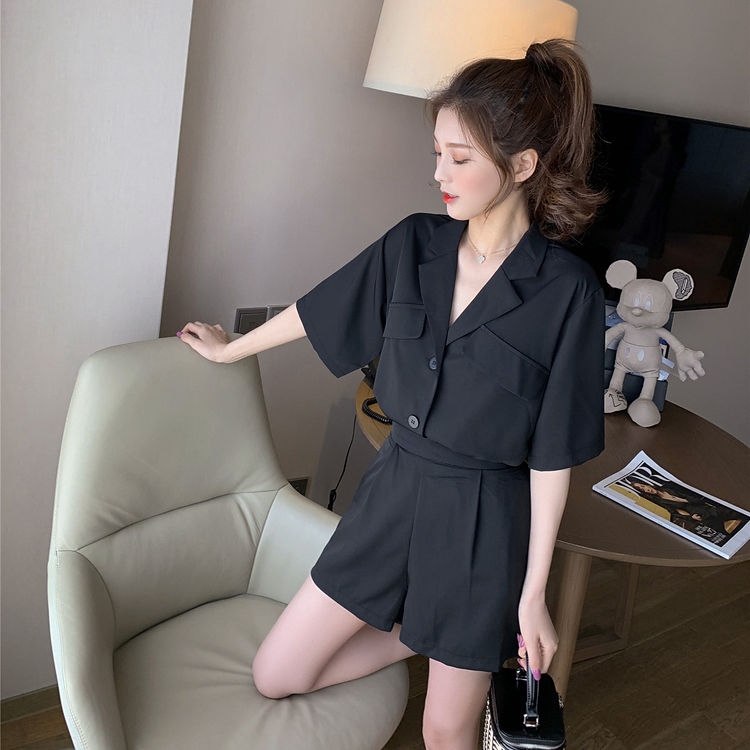 Bộ đồ vest gồm áo + quần short ống rộng thời trang Hàn Quốc mùa hè cho nữ
