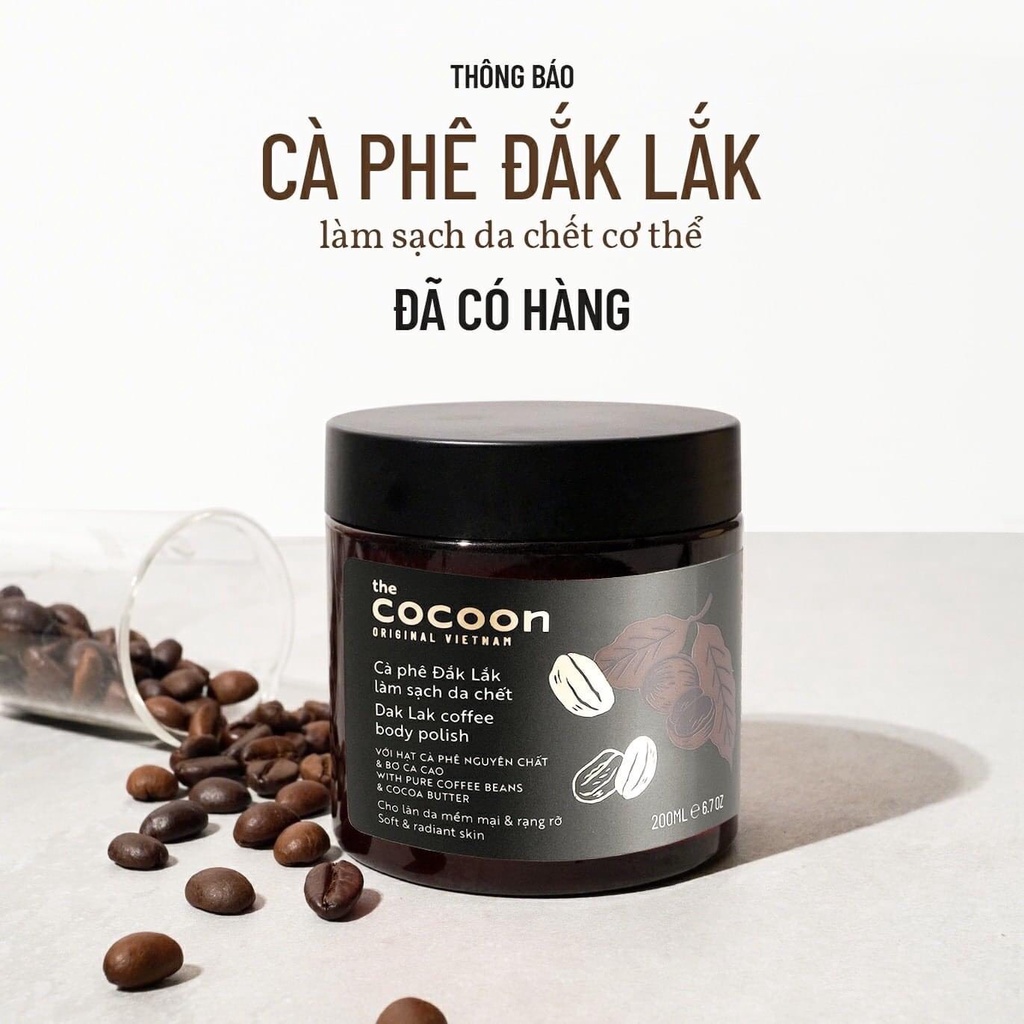 Tẩy tế bào chết body Cocoon chiết xuất cà phê Đắk lắk cho làn da mềm mại và rạng rỡ 200ml