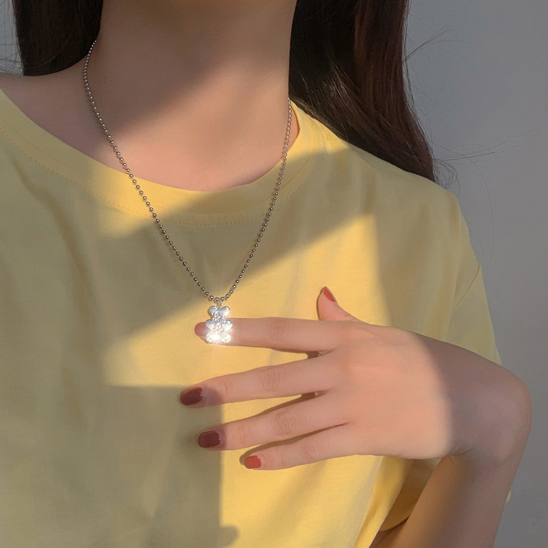 MANYUE Dây chuyền chất liệu hợp kim mặt hình gấu và hoa xinh xắn