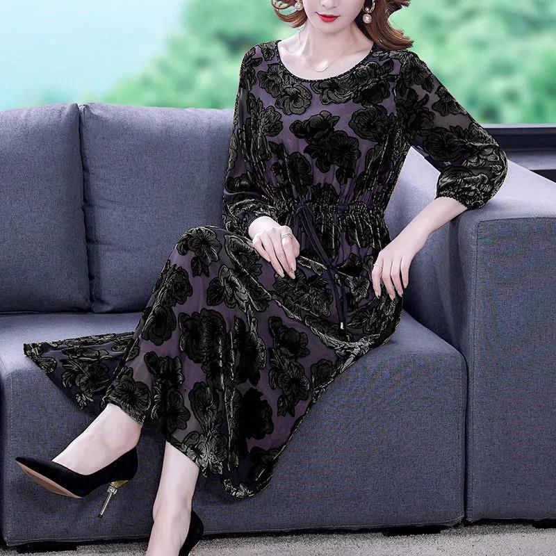 Váy dài dành cho bà mẹ trung niên và cao tuổi, quần áo bà bầu thu đông