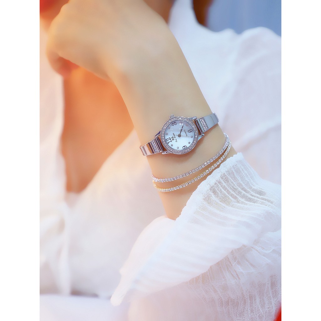 Đồng hồ đeo tay nữ, đồng hồ nữ chính hãng BEE SISTER đính đá mặt tròn siêu đẹp, thời trang cao cấp giá rẻ