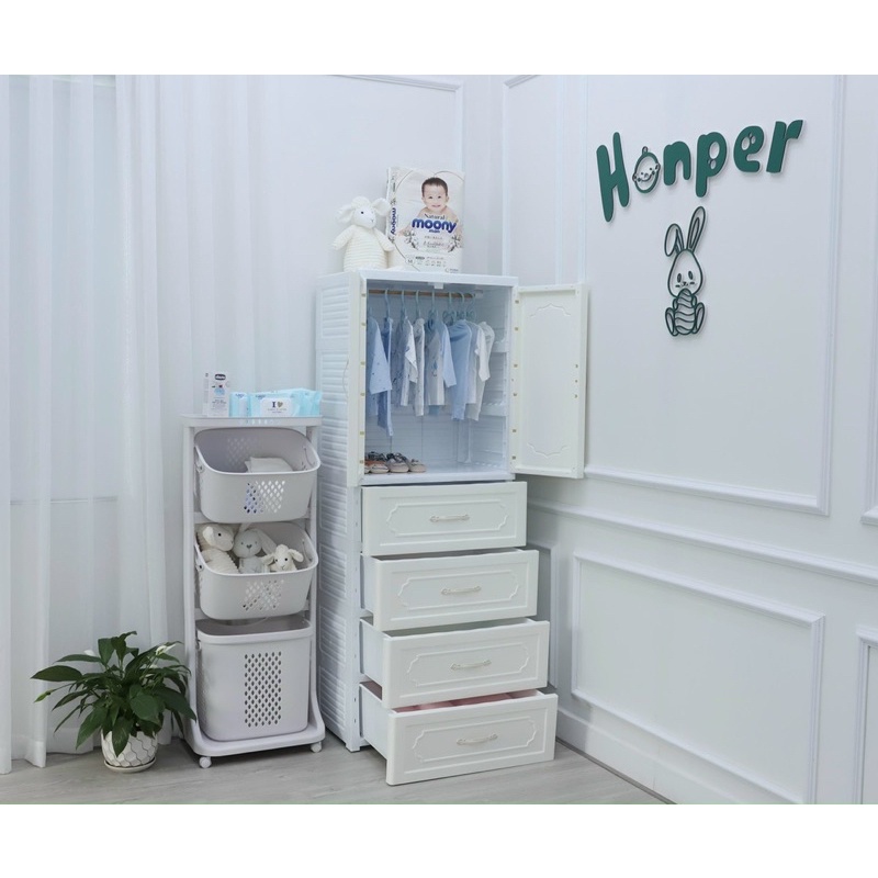 Tủ nhựa Honper 5 tầng vân gỗ cao cấp