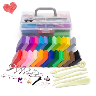 Bộ Đất Sét Polymer 24 Màu Kèm 5 Cọ Cho Bé Tiện Dụng