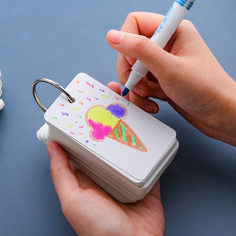 Cuộn thẻ ghi chú nhỏ gọn có vòng khóa giấy trống nhiều màu sắc