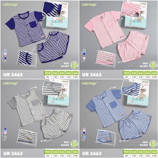 Bộ QA Uala Rogo cộc tay cài giữa kẻ to vải sợi tre mềm mịn cho bé trai bé gái UR 3463