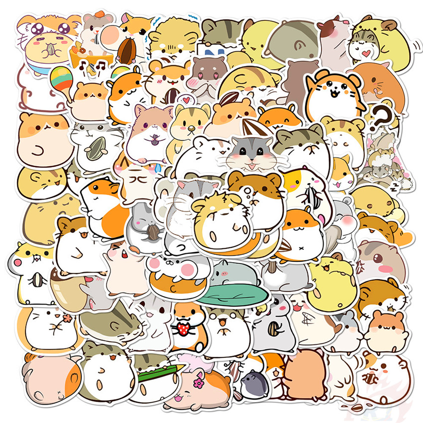100 Hình dán hình hamster dễ thương thời trang DIY hỗn hợp không thấm nước