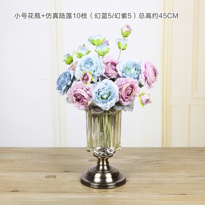 TnP DECOR -Bình hoa thủy tinh đế đồng cao cấp decor phòng khách, trang trí phòng ngủ phong cách Bắc Âu và tân cổ điển