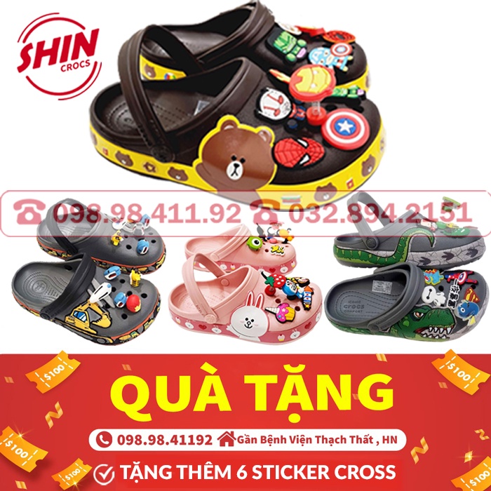 dép cross cho béFREESHIPdép cross cho bé họa tiết mix nhiều mẫu MAIKIDS tặng thêm 6 jibitz cross
