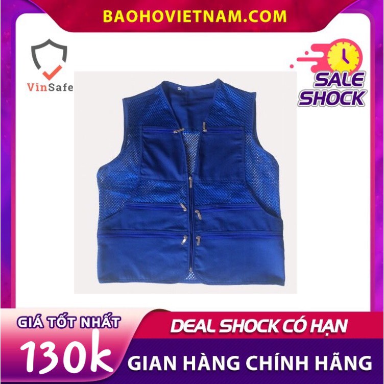 Áo gile phản quang màu xanh đậm lưới to