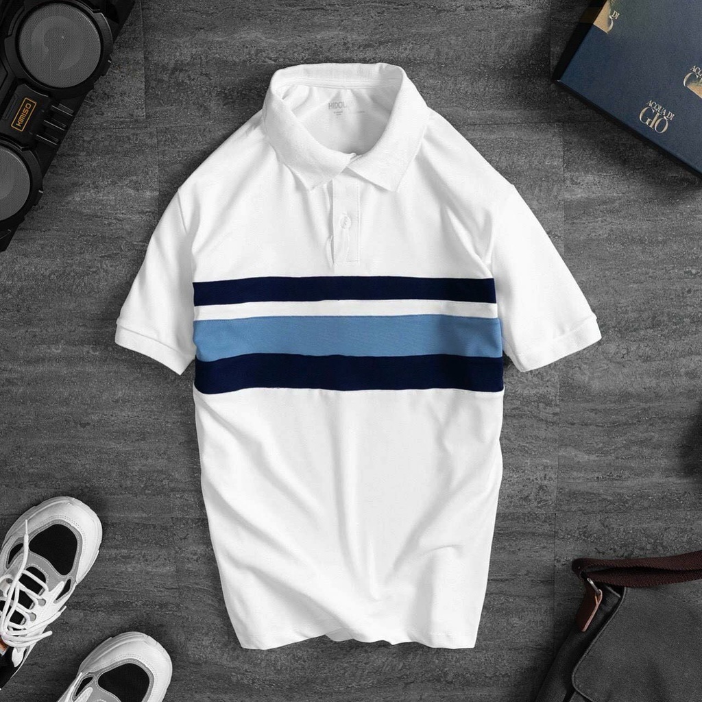 Áo polo nam phối ngang chất vải cá sấu cotton thoáng mát form dáng trẻ trung năng động - 7M OFFICIAL