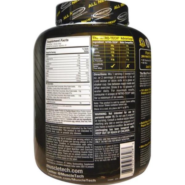 Sữa Dinh Dương Tăng Cơ Nuôi Cơ Phục Hồi Cơ Bắp Muscletech Nitro Tech 2lbs (0.9kgs) Từ Mỹ