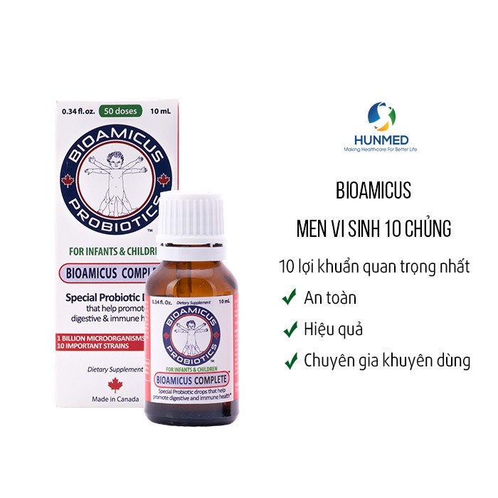 Men vi sinh 10 chủng BioAmicus Complete 10ml nhập khẩu nguyên hộp từ Canada