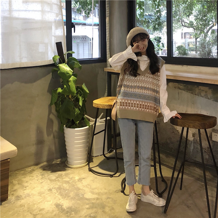 Áo Len Cộc Tay Cổ Tim Phong Cách Hàn Quốc Dễ Thương Dành Cho Nữ