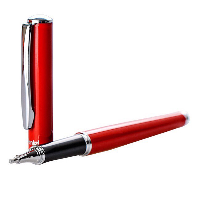 Bút Ký Cao Cấp Pentel Thân Đỏ - Mực Gel Xanh 0.7mm - K611B-C - Kèm Hộp Nhung