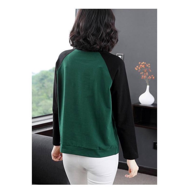 Áo thun tay dài dáng rộng thời trang cho phụ nữ trung niên