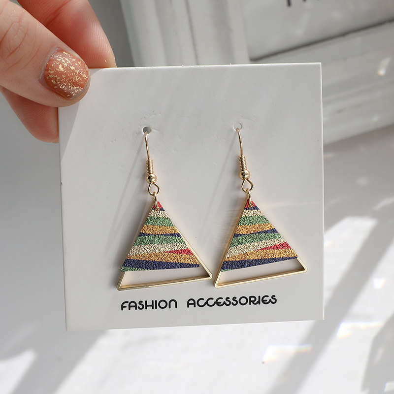 New ethnic style printed high-end earrings Korean temperament Korean style holiday earrings simple and flexible