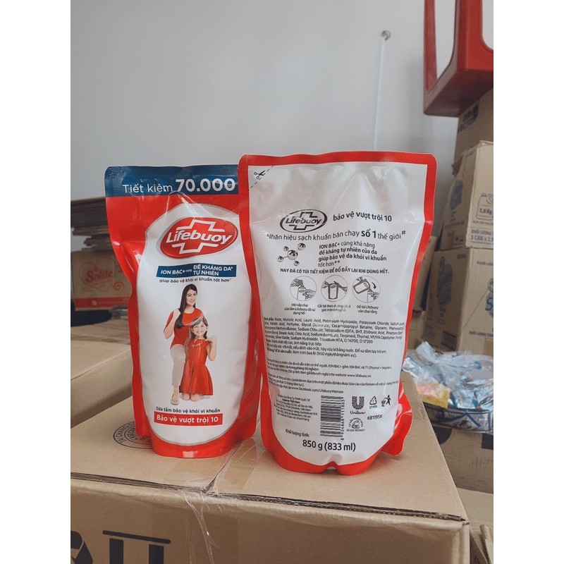 Sữa tắm Lifebuoy túi 850g( tiết kiệm)hàng mới về (giá rẻ)