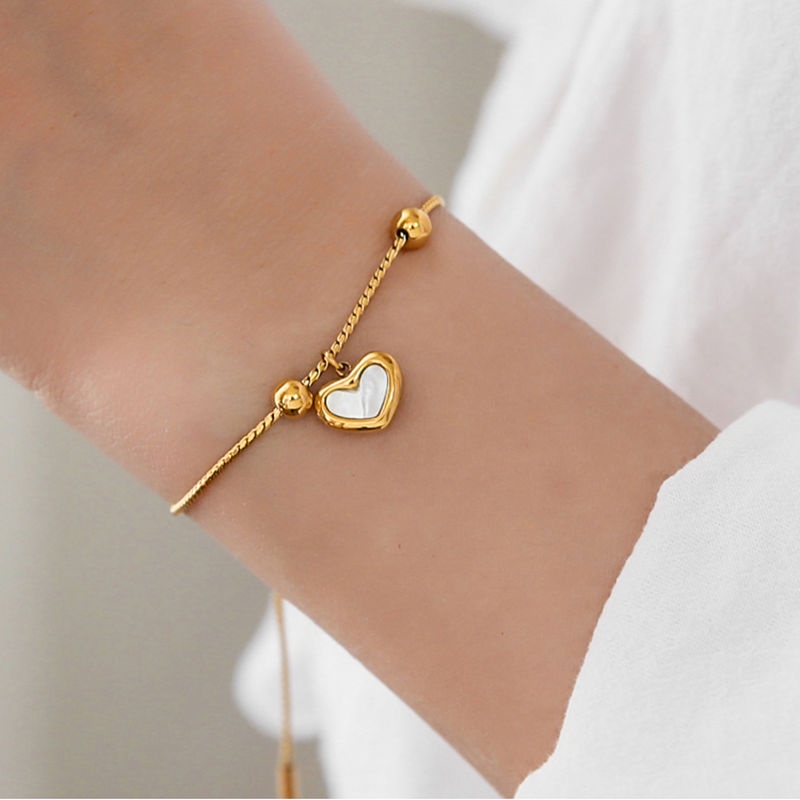 Vòng tay nữ 100% TITAN NGUYÊN CHẤT lắc tay nữ KHÔNG GỈ mặt hình trái tim trang sức nữ thời trang thanh lịch