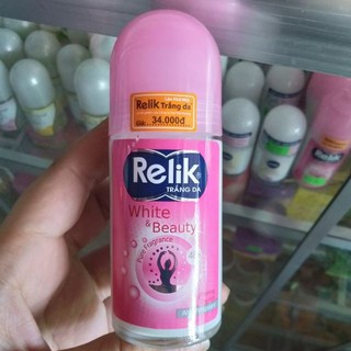 Lăn nách ngăn mùi khô thoáng Relik White & Beauty chai 25ml