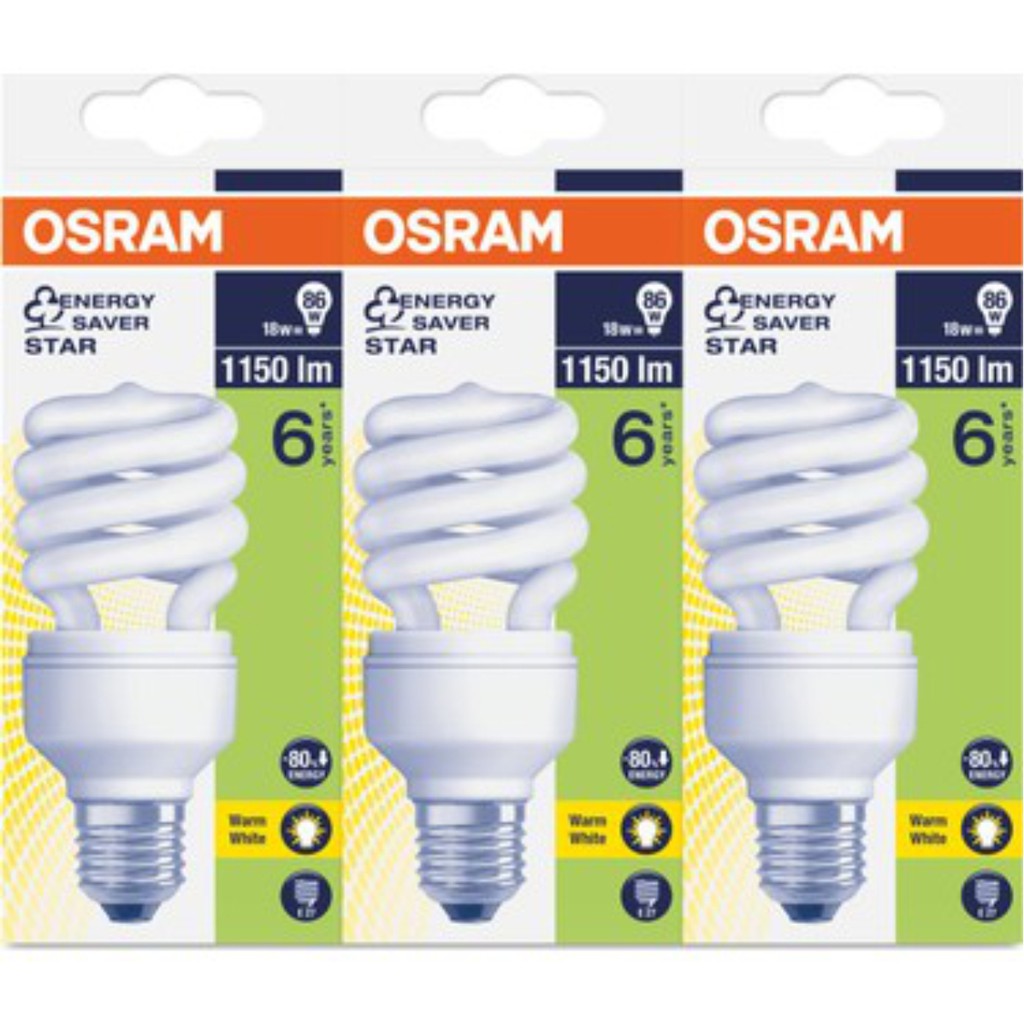 [HÀNH THANH LÝ] Bóng đèn xoắn tiết kiệm điện OSRAM Mini Twist 18W  Ánh sáng Vàng 2700K