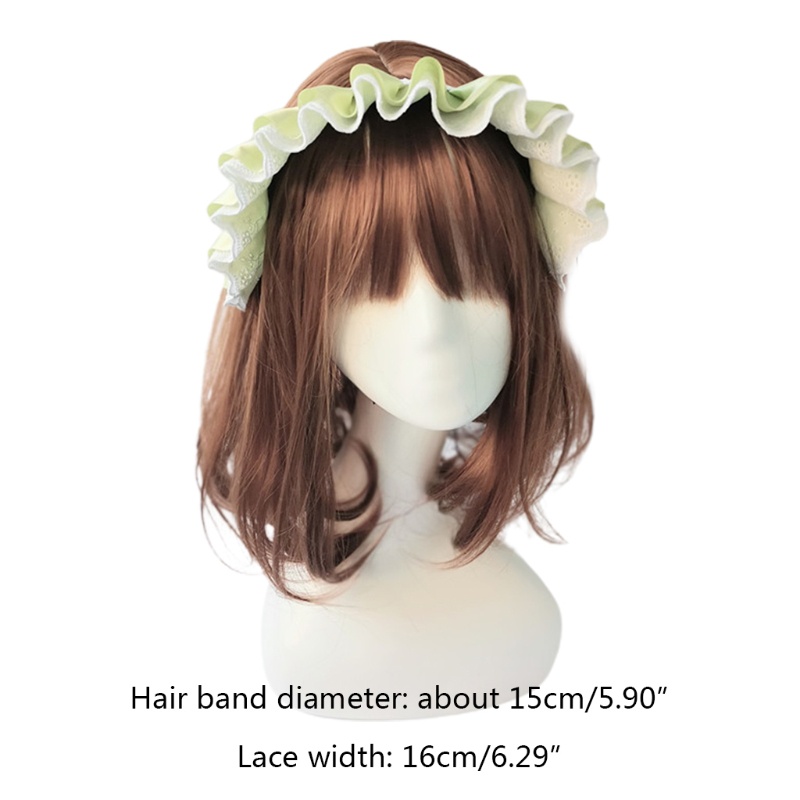 Băng Đô Vải Satin Phối Ren Bèo Nhún Hóa Trang Cô Hầu Gái Phong Cách Gothic Lolita