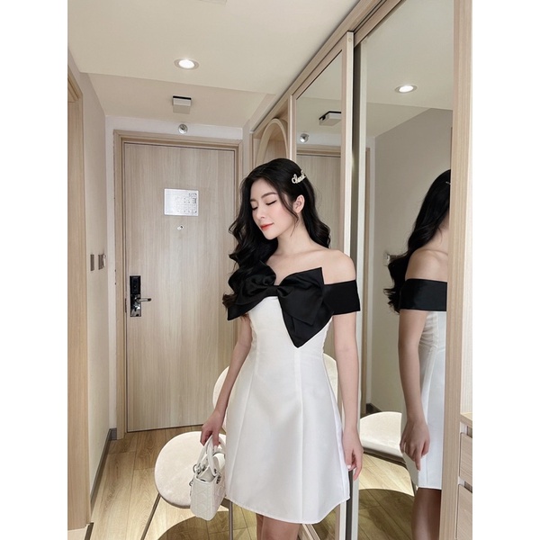 VÁY TRỄ VAI NƠ CÚP NGỰC HÀNG 2 LỚP -VÁY TRỄ VAI CINDY - HÀNG THIẾT KẾ